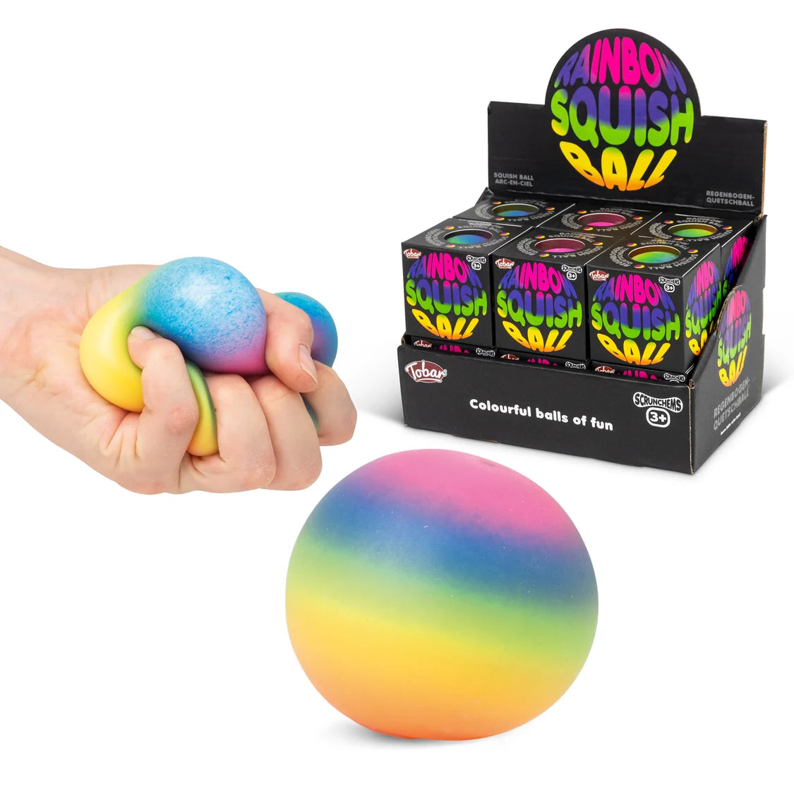 SCRUNCHEMS RAINBOW SQUISH BALL (PACK OF 12)