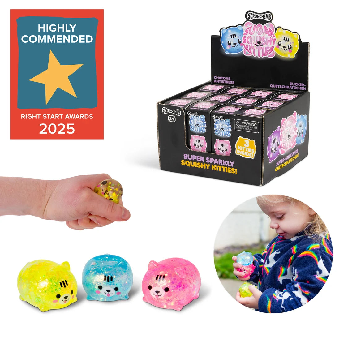 SCRUNCHEMS DIDDY SUGAR SQUISHY KITTIES - 3PCS (PACK OF 12)